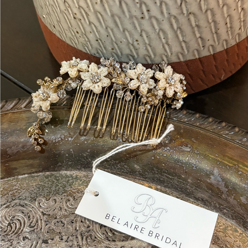 Golden Floral Bridal Hair Comb